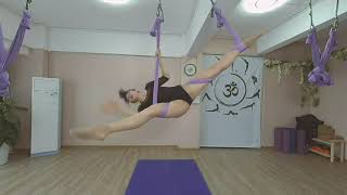 美女瑜伽老师飞起来了3D观看“空中瑜伽”/Air Yoga/VR180