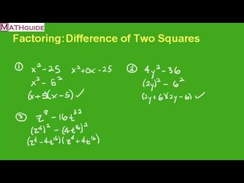 Factoring: Difference Of Two Squares - YouTube