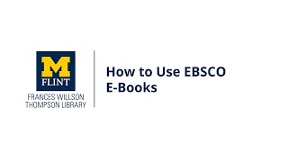 How to Use EBSCO E-Books