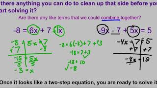 Solving Multi Step Equations Part 1