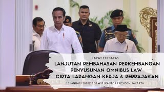 Ratas: Pembahasan Perkembangan Penyusunan Omnibus Law Cipta Lapangan Kerja \u0026 Perpajakan