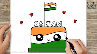 How to Draw Republic Day Cute Cake / How to Draw 26 January Cake Easy