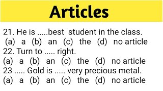 Articles / A An The / Articles in English Grammar /Articles Practice Set