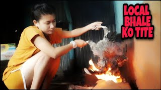 लोकल भालेको तिते/ nepali village chicken(rooster) in family kitchen/  local bhale nepali parama soup