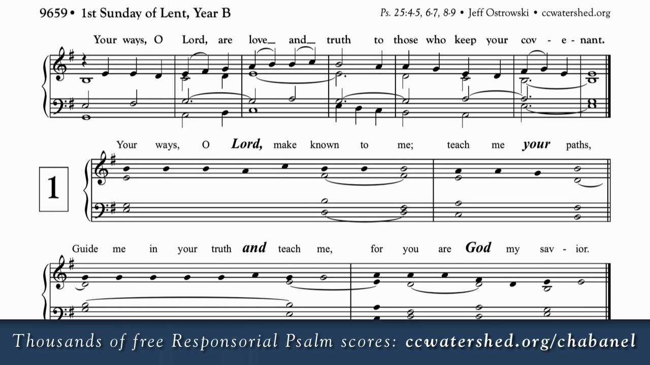 1st Sunday Of Lent, Year B • Free Responsorial Psalms • Organist Score ...