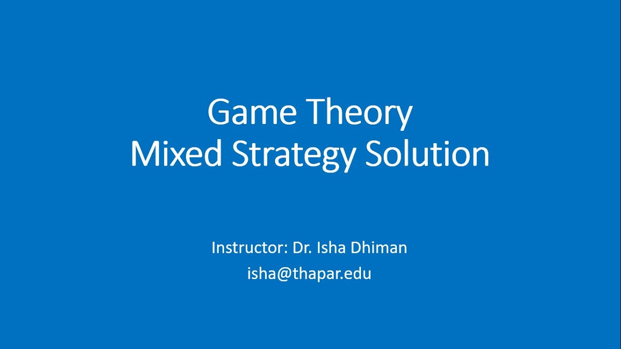 Game Theory Part -2 Mixed Strategy Solution (Graphical Technique) - YouTube