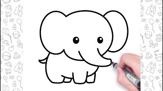 How to Draw Elephant Easy | Drawing Easy Step by Step | Bolalar uchun fil chizish