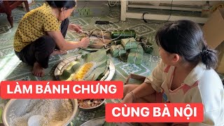 Thử làm bánh chưng ngày Tết với Bà Nội, Cà Na hào hứng hoàn thành sản phẩm đầu tiên