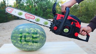 Experiment: Chainsaw vs Ice Watermelon