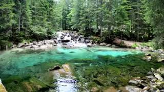4k UHD Blue Mountain Waterfall on Lake Water  Nature Sounds, Waterfall Sounds, White Noise for Sleep