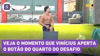 BBB 25: Veja o momento que Vinícius aperta o botão do QUARTO DO DESAFIO