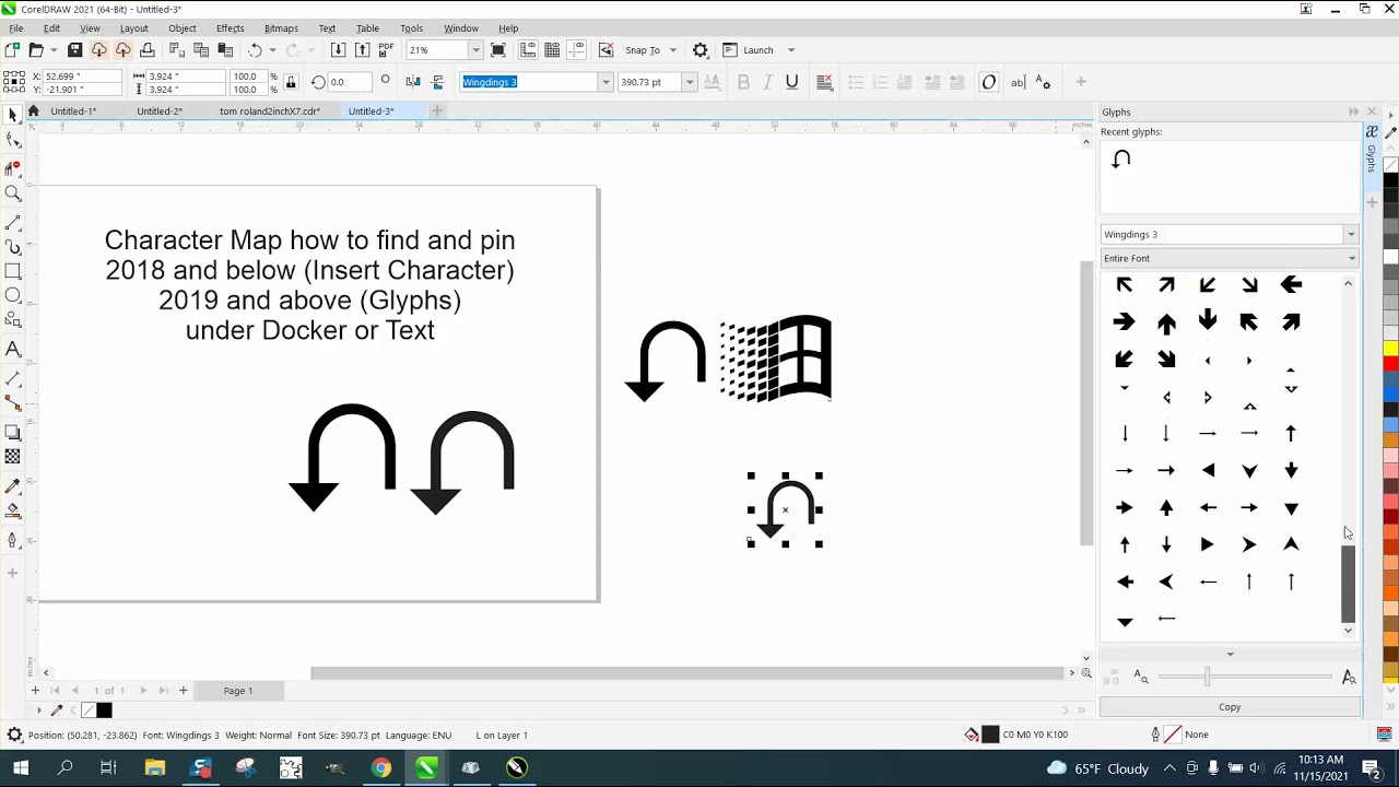 Corel Draw Tips & Tricks Insert Character Or Glyphs Part 1 - YouTube