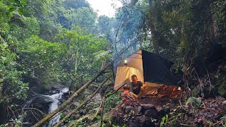 3 DAYS solo survival CAMPING;Primitive Cooking, Fishing. Bushcraft Skills. Tent Shelter