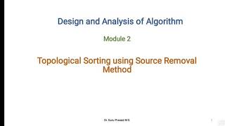 Module 2: Topological Sorting using Source Removal Method