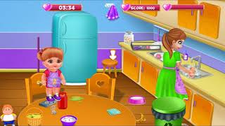 Kids Clean The House With Mom - Baby Diana's House Cleaning, Game For Girl