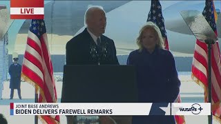 Former President Biden speaks from Joint Base Andrews in first post-presidential address