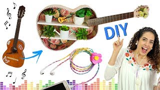 DIYs MUSICAIS: VIOLÃO-PRATELEIRA, FONE DECORADO & ORGANIZADOR DE FIO | Paula Stephânia