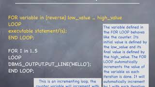 PL19 PL SQL Tutorial For LOOP construct Theory
