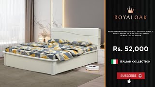 Royaloak | Rome Italian King Size Bed With Hydraulic And Supreme Headboard Storage In High Gloss