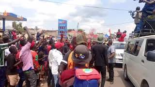NUP supporters arrive in Mukono for mobilization rally