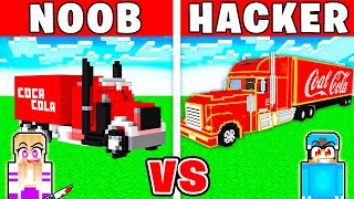 NOOB vs HACKER: COCA COLA TRUCK House Build Challenge in Minecraft With Crazy Fan Girl!
