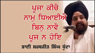 ਪੂਜਾ ਕੀਚੈ ਨਾਮੁ ਧਿਆਈਐ ਬਿਨੁ ਨਾਵੈ ਪੂਜ ਨ ਹੋਇ- Bhai Sarbjit Singh Dhunda | Live Usa