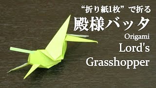 【折り紙1枚】簡単！立体な昆虫『トノサマバッタ』の折り方 How to make a Lord's grasshopper with origami.It's easy to make!