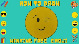 How to draw winking face  emoji | How to draw emoji