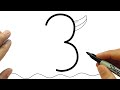 How To Draw A Duck Easy, Duck Drawing With Number 3 Step By Step