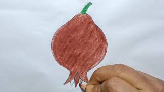 Drawing Fruit// How to draw a Pomegranate for the beginners easily