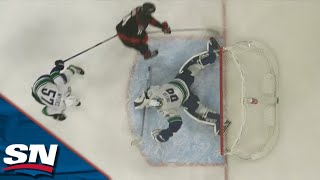 Canucks' Collin Delia Stretches Leg Out To Make Game-Saving Stop In Final Seconds Of OT