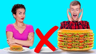 KÜÇÜK, ORTA VE BÜYÜK MEYDAN OKUMALAR|| 123 GO! CHALLENGE 24 Saatlik Devasa veya Küçücük Yiyecek Yeme