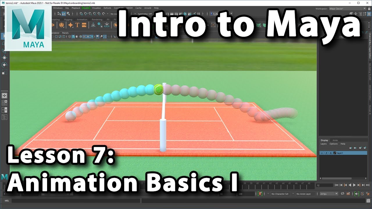 Intro To Maya: Lesson 7 / 10 - Animation Basics I (Keyframes And FPS ...