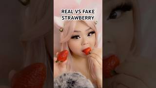 ASMR EATING FAKE VS REAL STRAWBERRY 🍓 #mukbang #tingley #asmr