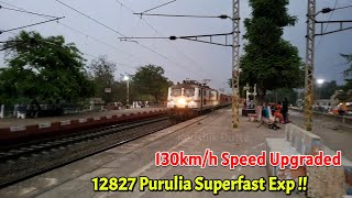 Dangerous Speed Upgraded 130Km/h SRC WAP7 led 12827 Howrah - Purulia SF Express strikes Bhogpur