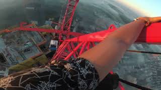 Daredevil Kid Climbs 1,000ft High Crane. Above the Clouds, New York City