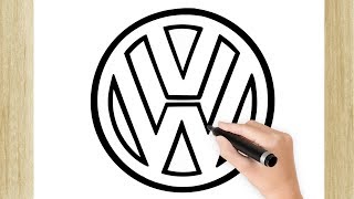 COMO DIBUJAR EL LOGOTIPO DE VOLKSWAGEN