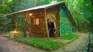 Building a Warm and Cozy Bamboo House for Survival, Secret Bamboo Villa House in the Jungle