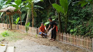 How to build a complete fence with brick and wood posts - Chúc Tòn Bình