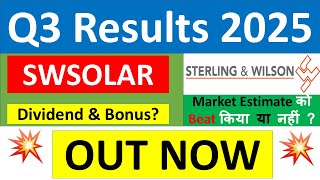 SWSOLAR Q3 results 2025 | SWSOLAR results today | SWSOLAR Share News | Sterling and Wilson Share