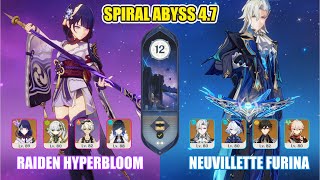 C3 Raiden Shogun Hyperbloom & C1 Neuvillette Furina Team - Spiral Abyss 4.7 - Genshin Impact