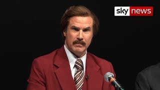 Ron Burgundy teases British reporter over 'fake' accent