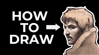 Charcoal portrait drawing process - Pedro Pascal