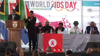 Deputy President David Mabuza delivers a keynote address during the World AIDS Day Commemoration