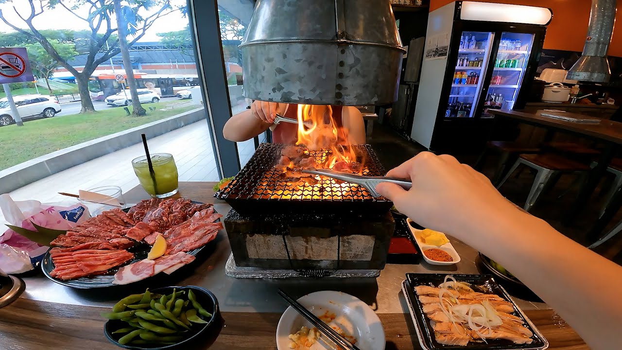 Japanese All-You-Can-Eat Charcoal BBQ Buffet - YouTube