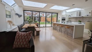 Elegant and practical mix of herringbone oak parquet and oak boards, Wimbledon SW18