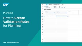 How to Create Validation Rules for Planning: SAP Analytics Cloud