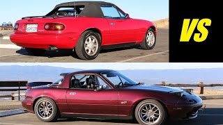 Stock 1991 vs Modified 1995 Mazda MX-5 Miata - Head to Head Review!