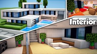 Minecraft: Large Modern house (#2) Interior Tutorial - How to build a House in Minecraft