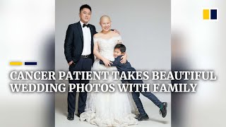 Breast cancer patient takes beautiful wedding photos with husband and son